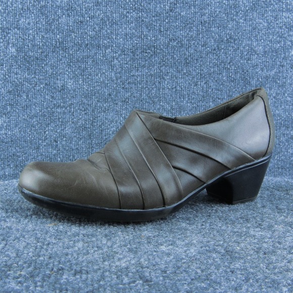 Clarks Women Ankle Boots Brown Leather Slip On Size 8‎ Medium - Picture 1 of 9